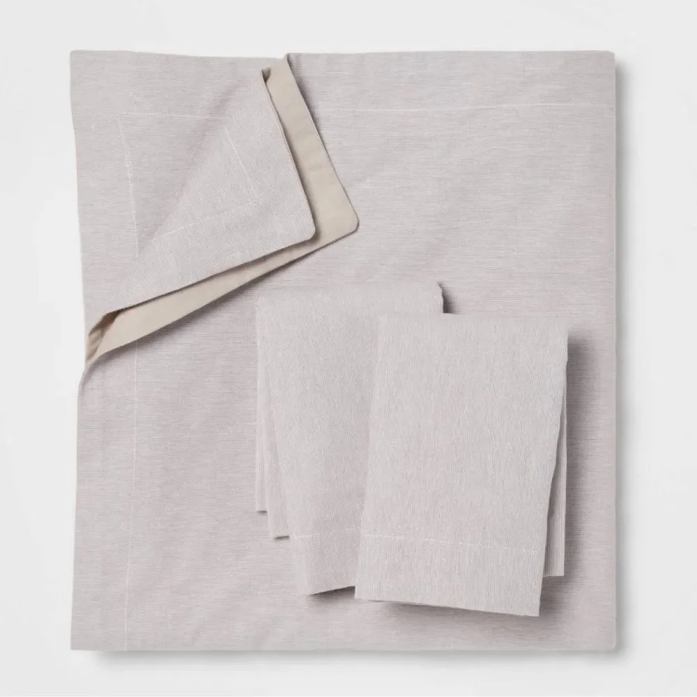 Full/Queen Cotton Linen Chambray Duvet Cover & Sham Set Light Gray - Threshold‎